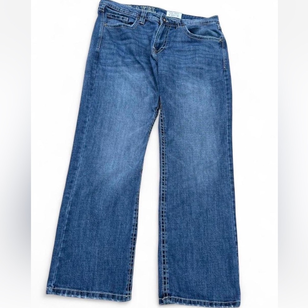 TK Axel Hartford Coxx Slim Boot Flap Pocket Whiskered Denim Jeans Mens 36x32